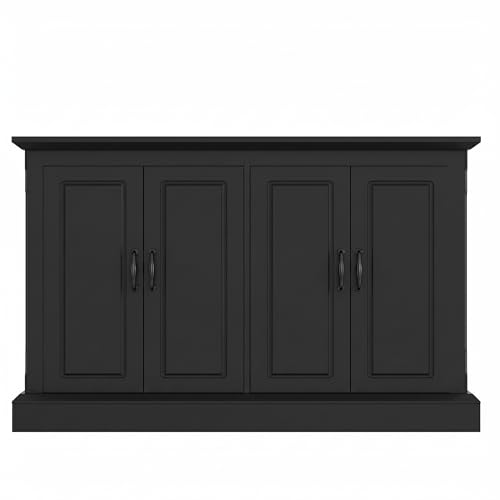 JIJIWANG 55-75 Gallon Fish Tank Stand with Power Outlet, 4-Cabinet Reptile Tank Stand for Turtle Terrarium, Heavy Duty, Black - color: Black, size: 50"L x 20"W x 36.2"H