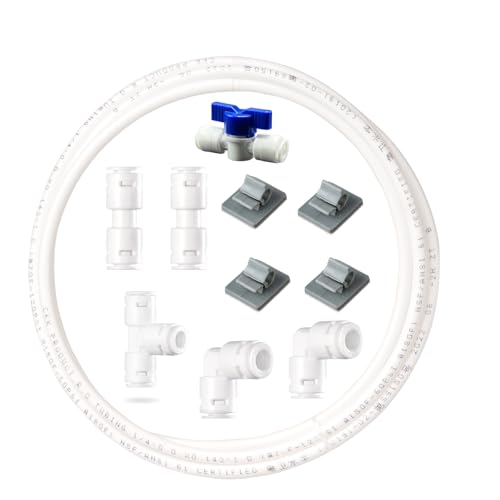 1/4" O.D RO Water Tubing（10PCS） 20 FT 1/4 Water Line With Well-Sealed adapter Quick Fittings Hose Pipe for RO(Reverse Osmosis) Water Purifier Filter System - style: 1/4 RO Tubing 20FT