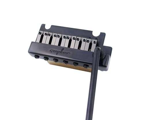 Guyker Guitar Tremolo Bridge String Spacing 10.8MM with Brass Saddle and Brass Block & Bridge Stud, Spring and Claw, Pop-In Vibrato Bar, Complete Install Kit, GG1009 Black - color: Black, String Space 10.8mm