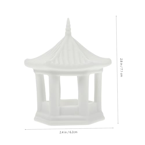 HANABASS Hexagonal Pavilion Ornament 2.79X2.44X2.16In Miniature Ceramic Pavilion Statue for Fish Tank Decor Aquarium Decoration Zen Garden Accessories and Desktop Ornament