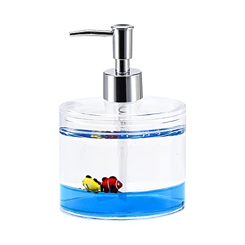 Locco Decor 4 Piece Acrylic Liquid 4D Floating Motion Bathroom Vanity Accessory Set Ocean Cartoon Animal Theme Fish Toothbrush Holder, Tumbler, Soap Dispenser, Soap Dish - size: 4-piece, style: Fish