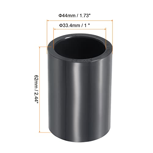 PATIKIL UPVC Pipe Fitting 1" Socket Schedule 80, 3 Pack Straight Coupling Adapter Connector, Gray - size: 1 Inch