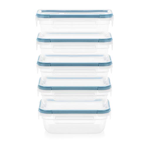 Snapware Plastic Total Solutions (5-Pack, 3 Cup) Food Storage Containers Set, Airtight & Leakproof Plastic Locking BPA-Free Lids Tupperware, Freezer Dishwasher Microwave Safe - size: 5 Pack, style: 3 Cup