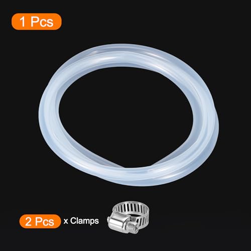 MECCANIXITY 10ft Clear Silicone Rubber Tubing 1/4" ID 5/16" OD Plastic Tube Flexible Air Hose for Brewing, Wine Making, Pump Siphon, 6mm x 8mm, with 2pcs Clamps - color: Clear, size: 1/4" x 5/16"