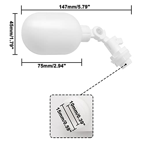3/8inch Tube Float Ball Valve Water Level Control, Adjustable Plastic Water Purifiers Float Valve Kit for Tank Aquariums Aquaculture (Top Install) - style: Top Install