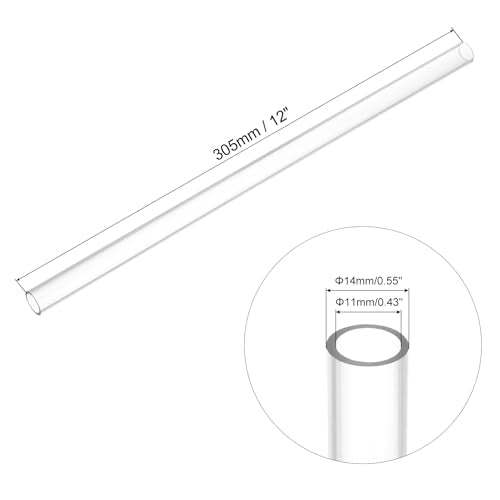 uxcell Clear Rigid Tubing 11mm(0.43") ID x 14mm(0.55") OD x 1Ft Length Round Plastic Polycarbonate Tube - size: 11mmx14mm