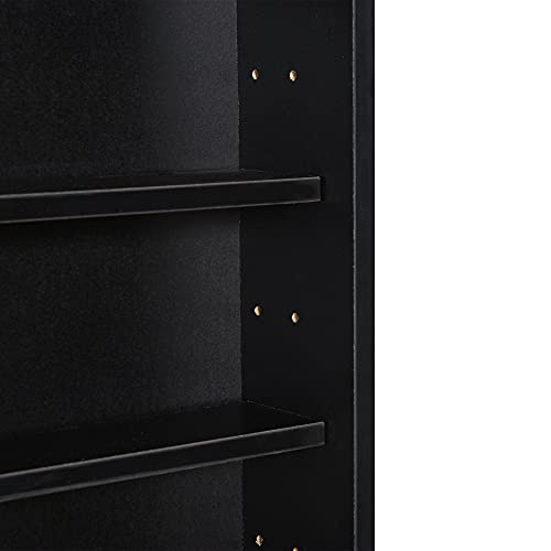 HOMCOM 5-Tier Display Cabinet, Glass Door Cabinet with Adjustable Shelves, Wall-Mounted Display Case for Playroom, Bedroom, Black - color: Black