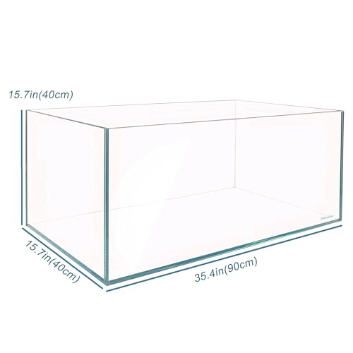 Allcolor Artisan Grade Ultra Clear Rimless Aquarium Tank, Low Iron Glass Fish Tank for Professional Aquascaping and Planted Layouts, 6-60 Gallons (34Gal - Anti-Jumping net) - size: 34Gal 35.4"L×15.7"W×15.7"H