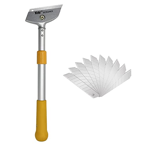 Razor Blade Scraper with Adjustable Handle, 23" Long Handle Heavy Duty Floor Scraper, Extra 10 PCS Blades Included