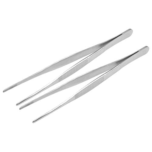7 Inch Stainless Steel Tweezers with Straight Serrated Tip Multipurpose Forceps for Craft Repairing 2 Pack - size: 7 Inch