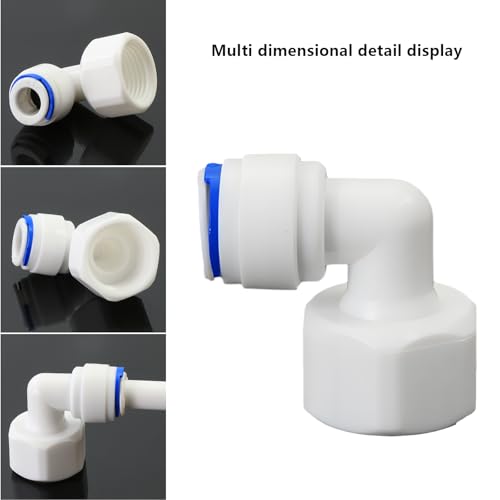 1/2"F Elbow to 3/8" Push-Fit for RO Water Filter, 5 Pcs | Elbow quick-connect fitting for reverse osmosis water filters, beverage dispensers & water purification. Plastic joint. - style: 1/2" Female Thread to 3/8" Quick-Connect Elbow