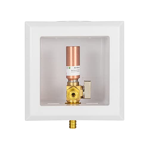 EFIELD Universal Ice Maker Box,1/2-Inch Pex Crimp Inlet Connection with Installed 1/4-Turn Ball Valve (Crimp Pex with Copper Arrestor),(IM018) - size: with Copper Arrestor, style: Pex Crimp