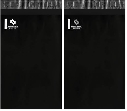 KKBESTPACK 6x9 200 PCS Poly Mailers Shipping Bags for Small Business – Self Sealing Package Envelopes (Pack of 2) - color: Black, size: 6" x 9"
