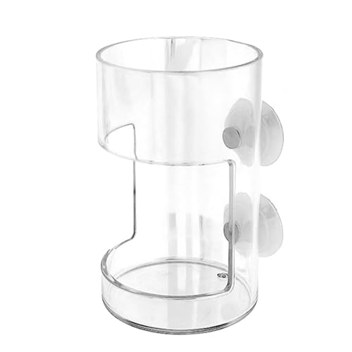 No Mess Aquarium Feeder, Acrylic Clear Fish Tank Feeder with Suction Cup, Preventing Food Scattering Feeding Tray Hollow Floating Sinking Shrimp Food Holders (Round,1) - color: Round
