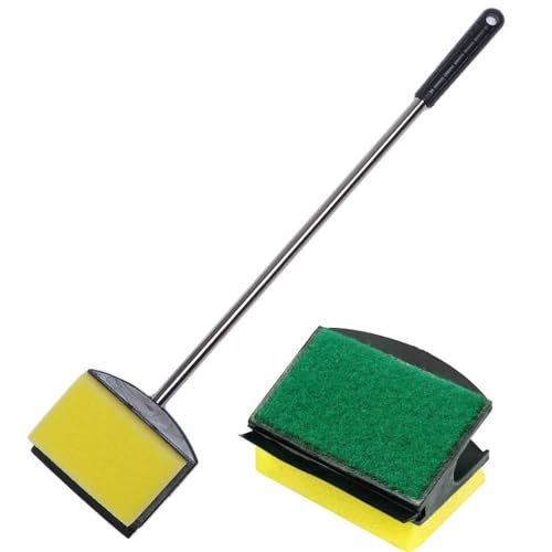 Kopida 15 Inch Aquarium Fish Tank Algae Scraper Double Sided Sponge Brush and Cleaner, 2 Pack High Density Cleaner with Long Handle Fish Tank Scrubber for Glass Aquariums and Home Kitchen