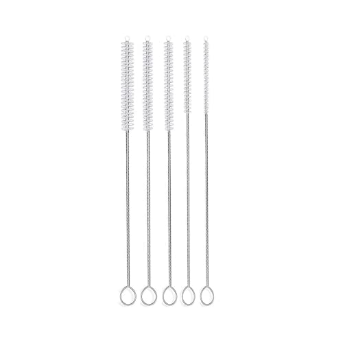 10" Tube Brush Set - 5-Pack Small Spout Cleaners White | Multi-size nylon cleaning brush kit, Flexible steel wire handle, Cleans coffee maker spouts juicers and blender parts - color: White, size: Small 5 Pack (2mm 3mm 4mm 5mm 6mm)