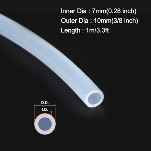 MECCANIXITY 3.3ft Clear Silicone Rubber Tubing 3/8" OD Plastic Tube Flexible Air Hose for Brewing, Wine Making, Pump Siphon, 7mm x 10mm, with 2pcs Clamps - color: Clear, size: 7mm x 10mm