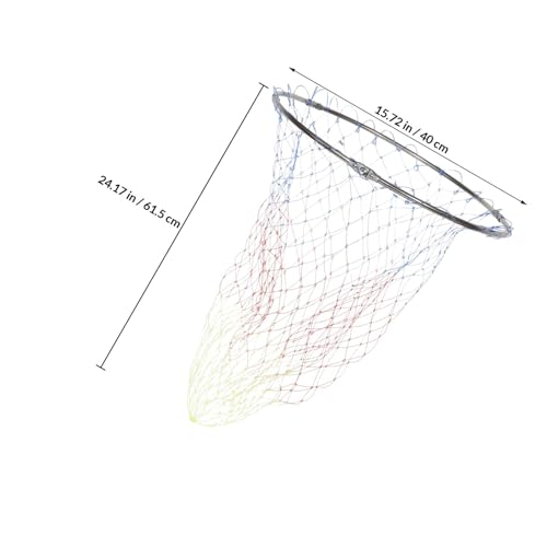 Zerodeko Fishing Net Replacement Head with 40cm Diameter Stainless Steel Frame, Colorful Patterned Mesh, 8mm Connector, Deep Catch Basket for Freshwater and Saltwater Fishing