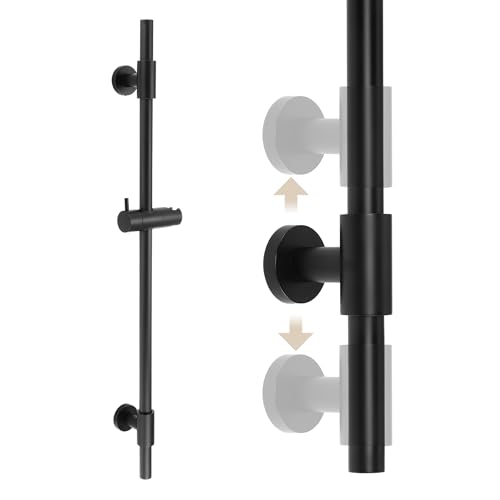 KES 30-Inch Matte Black Shower Slide Bar with Adjustable Handheld Shower Head Holder for Bathroom Wall Mount 18/8 Stainless Steel, F209S78-BK - color: Matte Black, style: 30.7-Inch+Drill Mounted