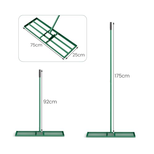 COSTWAY 30x10 Inch Lawn Leveling Rake, Soil Sand Dirt Leveling Tool, Ground Leveler for Yard, Landscape, Garden, Pasture (Green, 30"x10") - color: Green