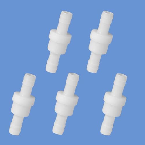 Quickun 1/2" One Way Inline Check Valve, Non Return Hose Barb, Ozone Resistance Plastic Valve for Fuel Oil Water Gas Pump Air, 5 Pcs - size: 1/2 inch