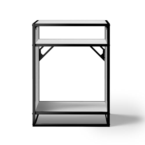 LANDEN Washed Oak Wood Metal Frame Stand, Three-Shelf for Fish Tanks up to 30 Gal, CLX60-60X45X80cm (23.6x17.7x31.49 in), for Fish Tanks and Reptile Terrariums, Home & Office Use - color: Washed Oak Wood, size: W23.6 x D17.7 x H31.5 in(60X45X80cm)