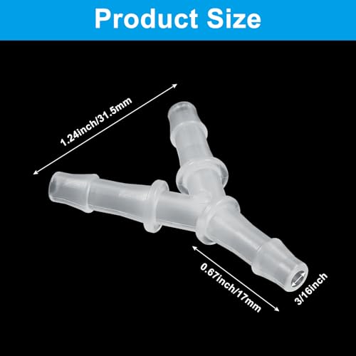 Hitefu 3/16" Plastic Hose Barb Fitting Equal Barbed 3 Way Y Shaped Hose Tubing Joint Splicer Mender Adapter Union for Oxygen Tubing Pipe Household Fuel Water Liquid Air (Pack of 10) - size: 3/16 Inch