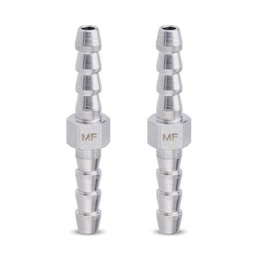 MAACFLOW Stainless Steel 1/8" Hose ID Barb Fitting Splicer Repair Union Mender (Barb OD 0.16") (Pack of 2) - size: 1/8" x 1/8" Barb, style: Pack of 2