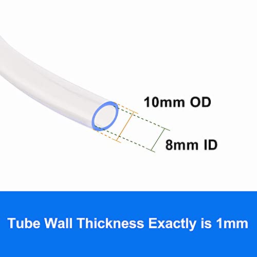 QuQuyi PVC Vinyl Tubing Lightweight Grade Clear Plastic Tube, 8mm ID X 10mm OD PVC Tube Flexible Plastic Hose Line Pipe Oil Resistant Multipurpose Vinyl Hose, BPA Free，3.3FT - size: 8x10mm, style: 3.3 Feet