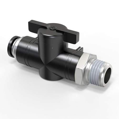 TAILONZ PNEUMATIC 1/2 Inch Tube OD x 3/8 Inch NPT Thread Ball Valve Air Flow Control Valve Push to Connect Fitting BVC-1/2-N3（Pack of 1） - size: 1/2"OD x 3/8"NPT/1PCS
