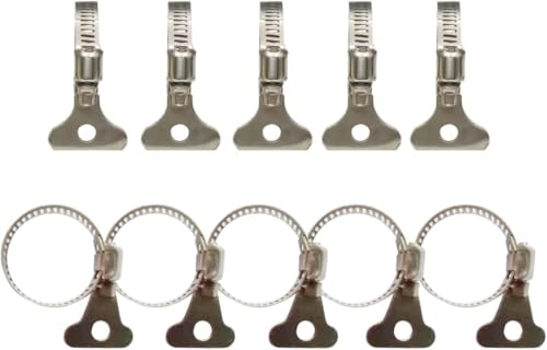 10-Pack 304 Stainless Steel Hose Clamps with Adjustable Thumb Screw, Key-Type Design, 8mm Bandwidth, Ideal for Plumbing, Automotive, and Machinery Applications (Size:16-25mm(5/8"-1") - size: Size:16-25mm(0.63"-0.984")