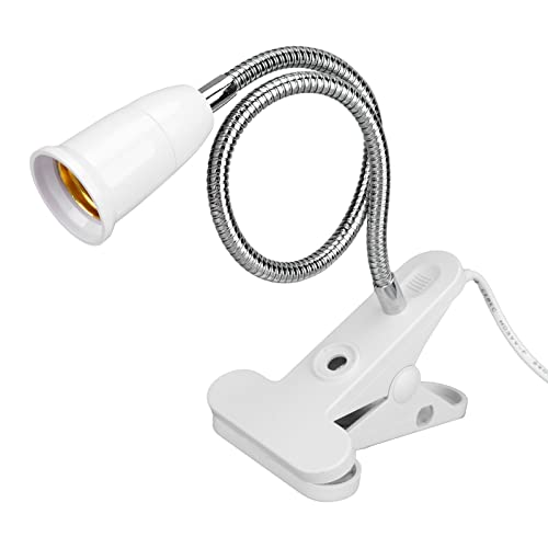 ciciglow Light Bulb Holder,Flexible Wire Neck 360° Adjustable E27 Light Socket,Light Stand with Switch 11.8In Cable Clip Lamp Clamp Light Socket Clamp Lamp Fixture for Aquarium Plant Grow and Reading