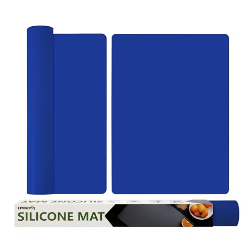Silicone Mat for Kitchen Counter, Silicone Mat Trimable to Size (Classic blue, 23.6×15.7inch-2PCS), BPA-Free Silicone Placemat, Heat-Resistant NonSlip Table Mat for Air Fryer, Countertop Protector Mat - color: Classic blue, size: (L - 23.6''x 15.7‘’x 0.05