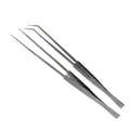 SE Stainless Steel 12-Inch Tweezers Set (2 PC.) - Straight and Angled Tips, Fine Point, Ideal for Crafts, Jewelry, Watch Repair - TW2-403