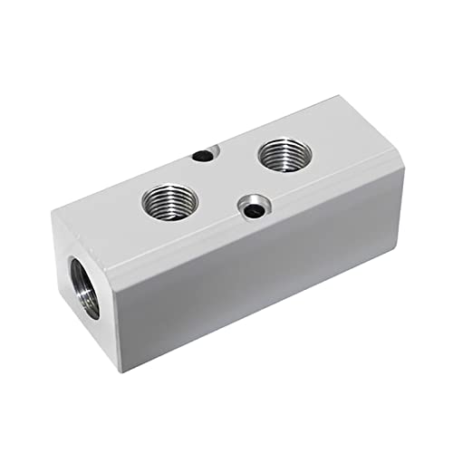 Air Manifold, 2 Way 4 Port Air Compressor Manifold, Aluminum Air Hose Inline Manifold Block Splitter, Pneumatic Manifold Air Distribution Block, NPT 1/2 Inch Supply Port, NPT 1/4 Inch Output Port - size: 1PSC 2 Way 4 Port（Silver）