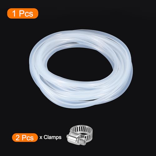 MECCANIXITY 20ft Clear Silicone Rubber Tubing 3/16" ID Plastic Tube Flexible Air Hose for Brewing, Wine Making, Pump Siphon, 5mm x 7mm, with 2pcs Clamps - size: 5mm x 7mm