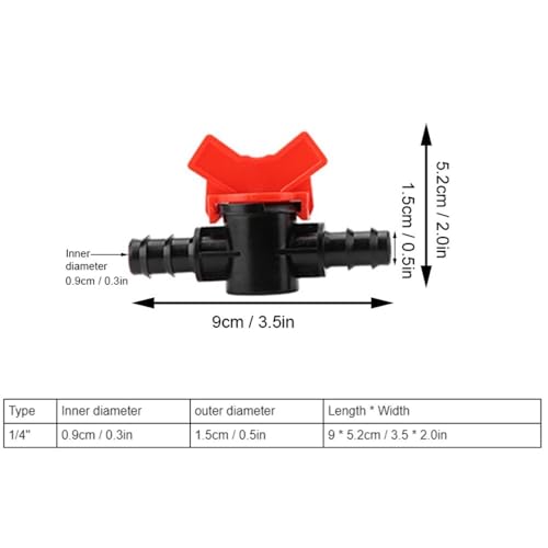 3/4" Plastic Line Hose Barbed Ball Valve Shut-Off Switch With Hose Barb Water Flow Control Connector for Aquarium Garden Micro Irrigation(1/4'') - size: 1/4''