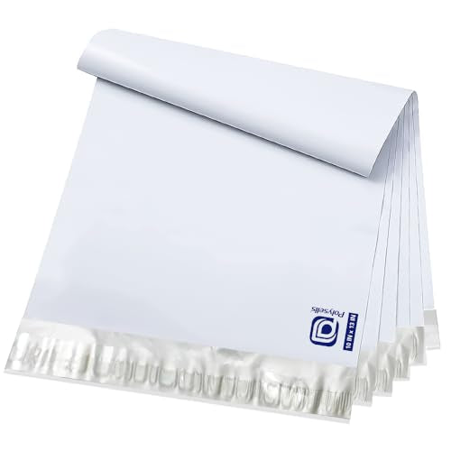 POLYSELLS 200 pcs 10x13 Inches White (Silver) Poly Mailers Shipping Envelopes, Strong Adhesive Sealing, Waterproof, and Tear-resistant Postal Mailing Bags for Small Business, Clothes - size: 10"x13" 200 PCS