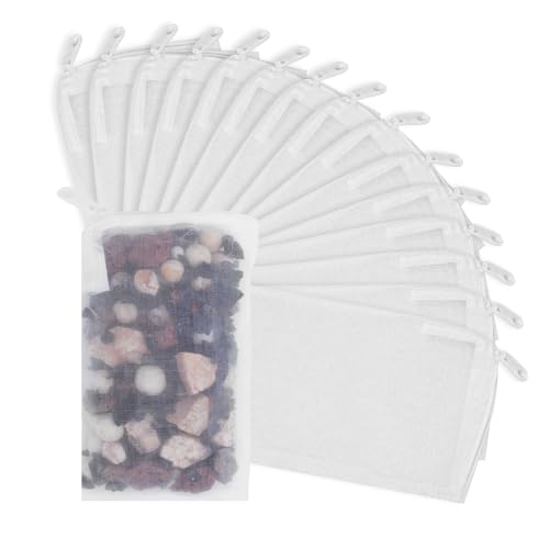 15PCS Media Bags for Aquarium, Extra Fine Mesh Bag Reusable Nylon Net Aquarium Filter Bags with Plastic Zipper for Extra Fine Resins Filter, 2.4 x 4 Inch - color: Extra Fine, White 15Pack, size: 2.4 x 4 Inch