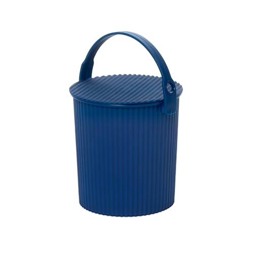 Hachiman Micro Bucket - 0.18 Gallon Heavy Duty Bucket with Lid and Handle - Hands-Free Filling - Easy to Stack and Store - Indoor Outdoor Use - 4.9" x 4.6" - Navy - color: Navy, size: Micro