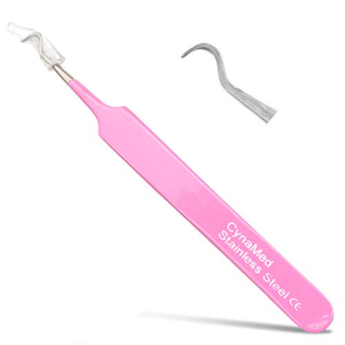 Blackhead Tweezer - Professional Curved Steel Tip Surgical Comedone & Splinter Extractor. Ideal Blemish & Acne Remover Tool Means Flawless Facial Skin (Pink) - color: Pink