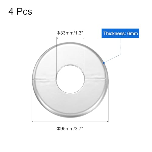 uxcell 4pcs Wall Split Flange 95mm / 3.7" OD Escutcheon Plate ABS Round Self-Adhesive Plumbing Cover Plates for 33mm / 1.3" Dia Water Pipe Faucet Decoration Accessories, Silver - color: Silver, size: 33mm