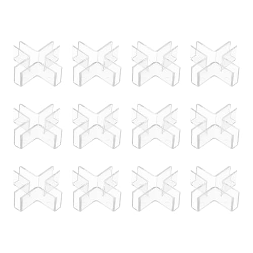 uxcell 12Pcs Plastic Glass Connector, Suitable for 6mm Thick Cross Shaped Glass to Glass Clamp, Fixing Bracket Rimless Clip Holder for Aquarium Fish Tank Display Shelves, Transparent - color: Transparent, size: 6mm