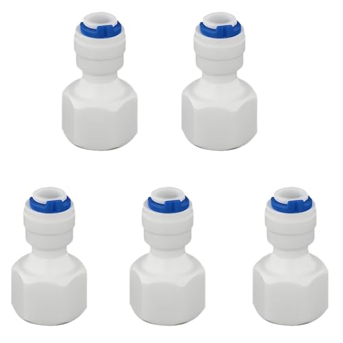 3/8" BSPP Female Thread Straight x 1/4" PE Hose OD Push-In Quick-Connect Plastic Fitting for RO Reverse Osmosis Water Filter Joint, Beverage Dispenser & Water Filtration Purification Systems, 5 Pack - style: 3/8" Female to 1/4" Tube Straight