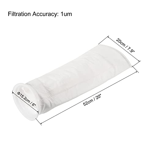 PATIKIL 6 Inch Ring Filter Socks 1 Micron, 2 Pack Mesh Bags Pool Skimmer Basket, White