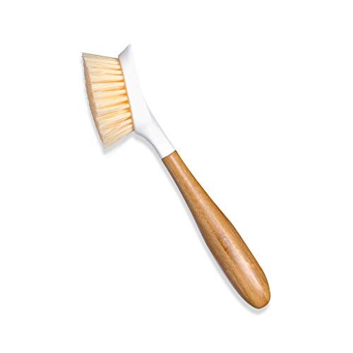 Full Circle Daily Dish Brush-Bamboo Handle Dish Brush–Sustainable Kitchen Cleaning with Tough Bristles-Natural Dish Scrubber,Nonstick & Cast Iron Cleaner-Long Handle Brush for Dishes,Pots,and Pans