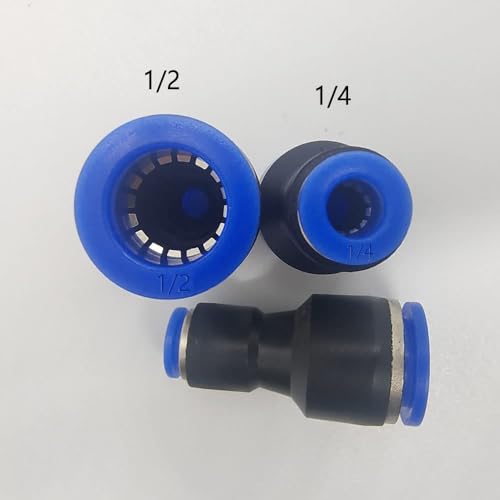 zjxed 1/2" OD x 1/4" OD Pneumatic quick Connector Push to Connect fittings Straight reducer Union/Coupler (Pack of 5) - size: 1/2 inch-1/4 inch