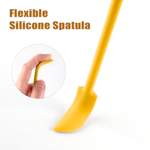 Silicone Spatula Set (6Pcs) - Mini Scraper Tool for Beauty & Food - Reach Every Last Drop, Multi-Size Spatulas for Makeup Jars, Lotion Bottles & Kitchen Containers (Yellow) - color: Yellow