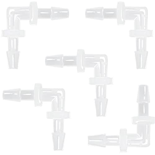 3/8" Hose Barb 90 Degree Elbow L Fitting, Equal Barbed Joint Splicer Mender Adapter Union Adapter for Boat Aquarium Fuel Gas Liquid Air (Pack of 5) - size: 3/8 Inch