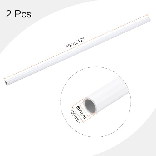 MECCANIXITY 2Pcs 0.35 Inch PVC Rigid Tube Round Pipe 7mm ID 9mm OD 12" High Impact for Water Pipe, Aquarium, Fish Tank, Greenhouse Garden, White - color: White, size: 7mm x 9mm